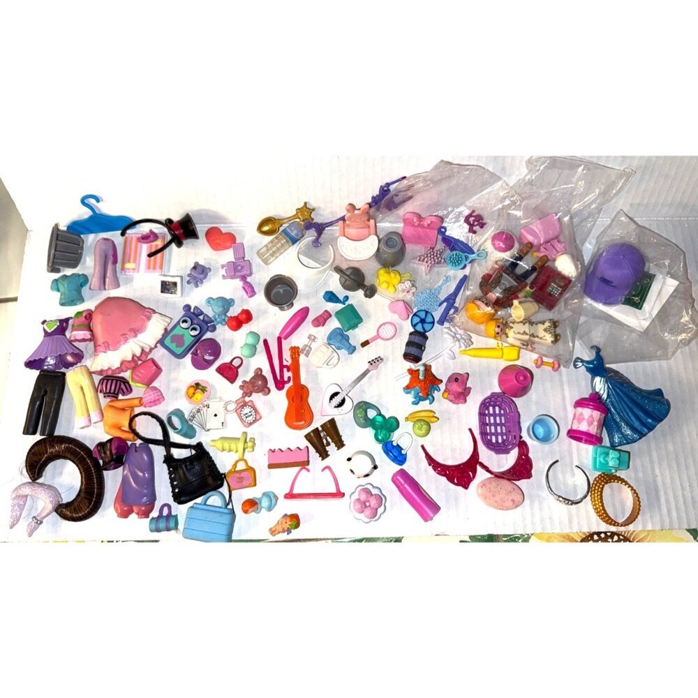 110 Pcs Lot Mixed Mini Barbie Playmobile Pet Shop Kinder Vtg Newer Accessories